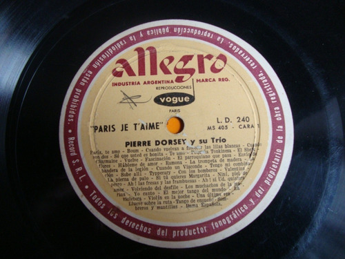 Sin Tapa Disco Pierre Dorsey Y Su Trio Paris Je T Aime Si1