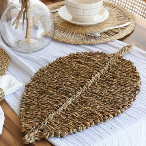 Individual Fibra Natural Seagrass Centro De Mesa Seagrass Hoja