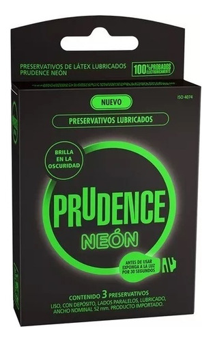 Condones Prudence Neon Caja 3 Piezas Cad Oct 2027 Oferta !!!