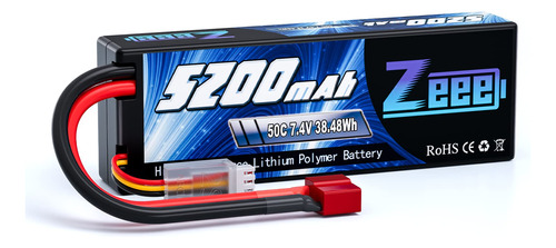 Zeee 2s Mah Lipo Battery 7.4v 50c Estuche Rígido Con Deans.