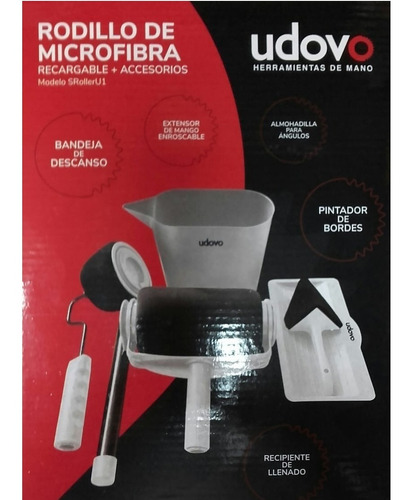 Imagen 2 de 7 de Rodillo De Microfibra Recargable Y Accesorios Udovo
