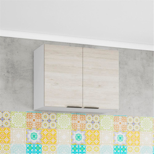 Armário Aéreo Rubi Com 2 Portas Bartira Cor Branco Com Freixo