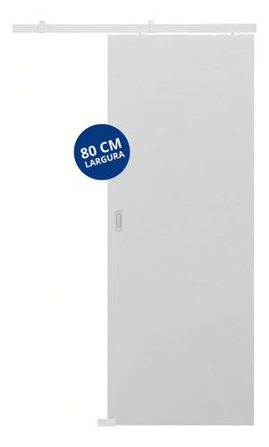 Porta Branca 80x210cm Com Kit De Correr Sobrepor Branco Branco