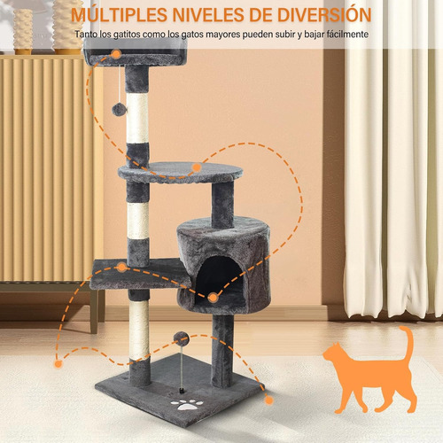 Rascador Para Gatos Torre De 4 Niveles 40 X 40 X 110 Cm