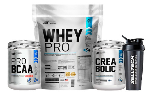 Un Whey Pro 3kg Vainilla+bcaa 500gr Naranja+creabolic 500gr