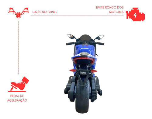 Moto Elétrica Infantil 12v Azul Bike Esportiva Potente Rádio
