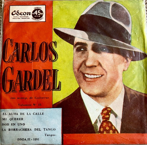 Vinilo Sp Carlos Gardel 45 Rpm Doble Duración 1961 Ver Video