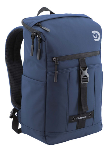 Mochila Discovery Shield Top Zip Para Computadora Laptop Azul 22 Lts Poliester Reciclado Diseño Elegante Funcional