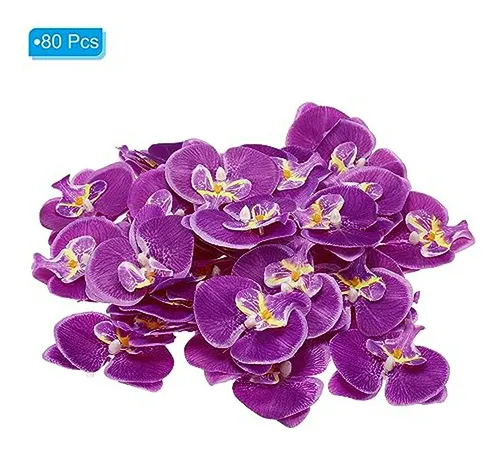 Cabezas De Orquídea Artificial, Set De 80, Púrpura Oscuro