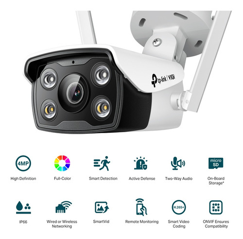 Imagen 2 de 5 de Cámara Vigilancia Tplink 4mp Vigi C340w 4mm Fullcolor Poe Wf