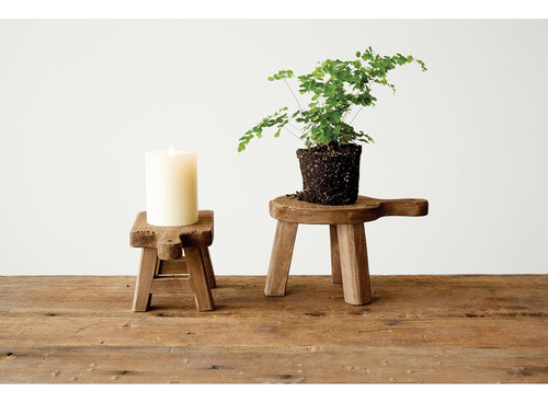 Creative Co Op Pedestal Redondo De Madera Mango Pequeñ...