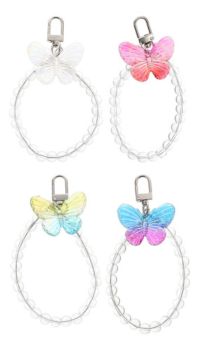 Pulseras De Teléfono Con Colgante De Mariposa Acrílica, 4 Pi