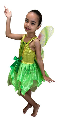 Disfraz Vestido Tinker Bell Niña Con Alas