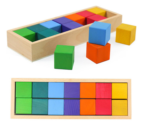Ladrillos De Madera De Aprendizaje 14 Piezas Cuadrado
