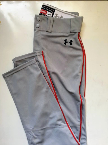 Pantalon De Beisbol Under Armor Original Gris C/raya Roja