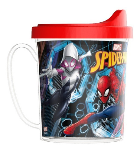 Jarro Con Tapa Tomadora Spiderman Plastica Original Marvel