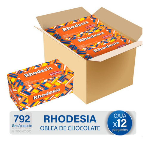Caja Rhodesia Terrabusi Oblea Chocolate Rellena Pack Bulto