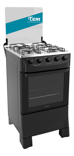 Cocina Tem Aniversario A Gas 4 Hornallas Inox Color Negro