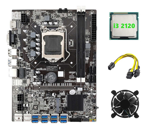 Placa Madre B75 Eth Mining 8xpcie A Usb+i3 2120 Cpu+ventilad