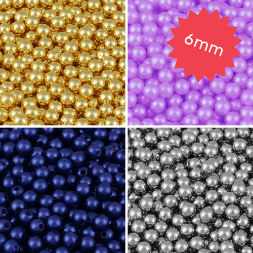 Pérola Linhas Douradas Plásticos 100% Abs Com Furo - 6mm - 1