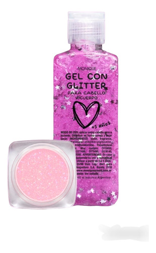 Gel Con Glitter Para Cuerpo Y Cabello + Brillo Labial
