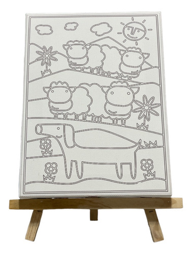 Set De 5 Lienzos Para Pintar Con Caballete Y Pinturas