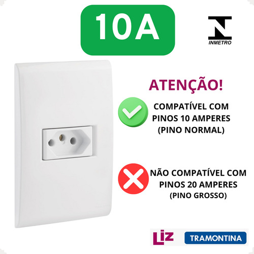 Kit 25 Tomada 2p+t 10a Liz 4x2 Embutir Simples Tramontina
