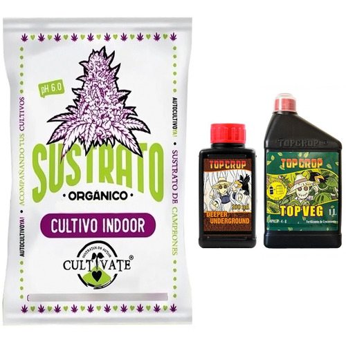 Sustrato Cultivate Indoor 80lt Top Crop Deeper 100ml Veg 1lt