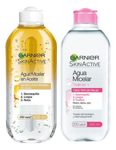 Kit Garnier Doble Limpieza Agua Micelar Facial 