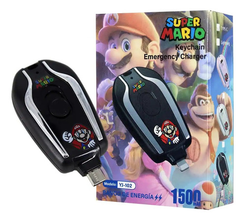 Mario Bros Power Bank Llavero Cargador De Emergencia Tipo C