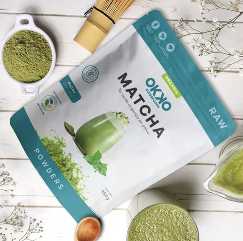 Matcha Organico En Polvo Okko 454g Sin Azúcar Ni Lactosa