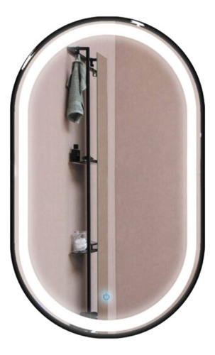 Espejode Baño Con Luz Led Ovalado Circular 60*100cm Marco Ne