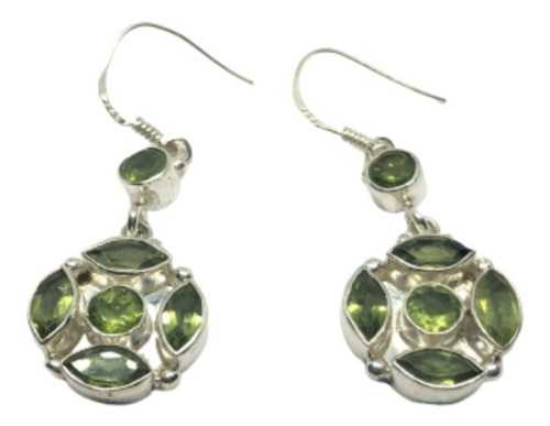 Aros Plata 925 Con Peridotos Naturales