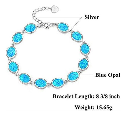 Cinily Pulsera De Ópalo De Fuego Azul Chapada En Oro Blanco