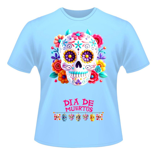 Playera Día De Muertos Ofrenda Halloween Calavera Colorida 9