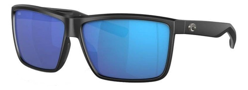 Anteojos de sol polarizados Costa del Mar Rinconcito Mediano con marco de bioresina color negro mate, lente azul de vidrio espejada, varilla negra mate de bioresina