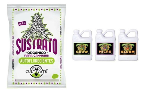 Cultivate Sustrato Auto 80 Lt  Bases Micro Grow Bloom 1 Lt.