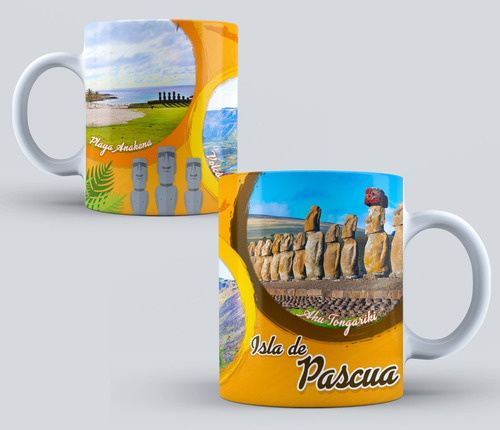 Taza De Ceramica Paisajes Chile Isla De Pascuas