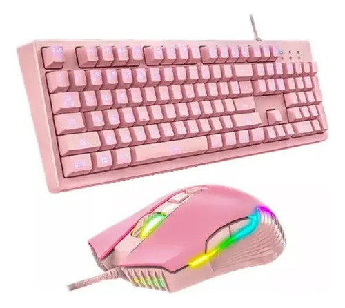 Kit De Teclado Y Mouse Onikuma G25+cw905 Membrana Rosado