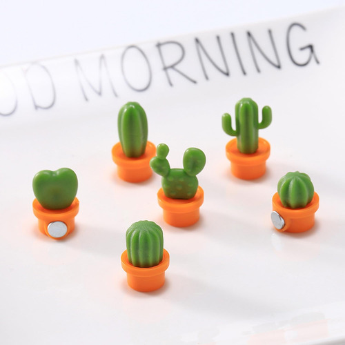 6 Imanes De Cactus Para Refrigerador En Color Naranja