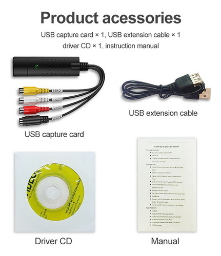 Conversor De Vhs Para Digital, Conversor De Vídeo Usb 2.0,