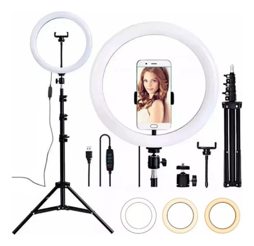 Ring Light 10 Polegada Tomate MLG-080 Com Tripe 2,10m Nf-e Estrutura Preto 110v/220v