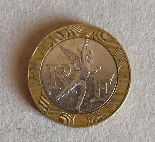 Moneda De Francia Bimetalica De 10 Francos Año 1991 