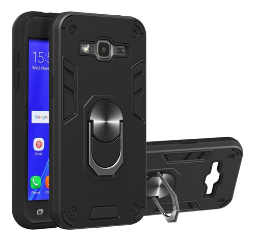 Funda Case Para Samsung J7 Neo Con Anillo Metálico Negro