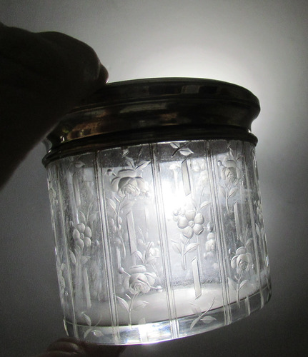 Antigua Polvera Cristal Plata Francesa G Keller (15159) (Usado)