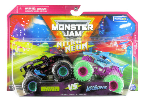 Monster Jam  Nitro Neon Series 2-pack Alien Invasion Vs Meg.