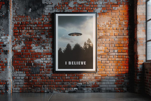 I Believe Ovni Ufo Uap Poster 70 X 100 Vinil Adhesivo
