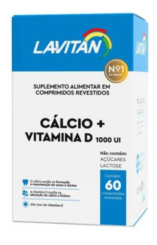 Lavitan Cálcio + Vitamina D 1.000 Ui - 60 Cápsulas Sabor Sem sabor