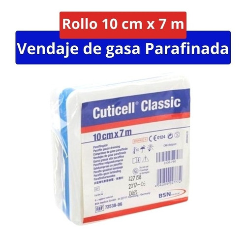 Gasa Parafinada Rollo De 10 Cm. X 7 Mts. Cuticell Classic 