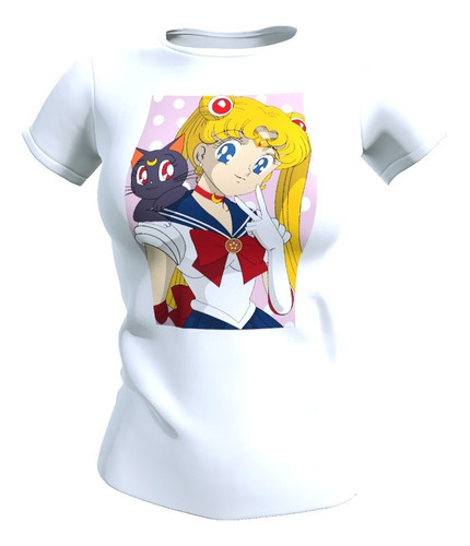 Polera Mujer Sailor Moon, Poliester Tacto Algodon